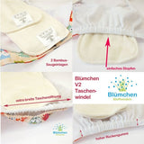 Blümchen pocket diaper one size Velcro fastener