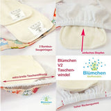Blümchen Pocketwindel OneSize Klettverschluss