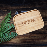 Lenolana snack box stainless steel with bamboo lid