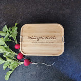 Lenolana snack box stainless steel with bamboo lid