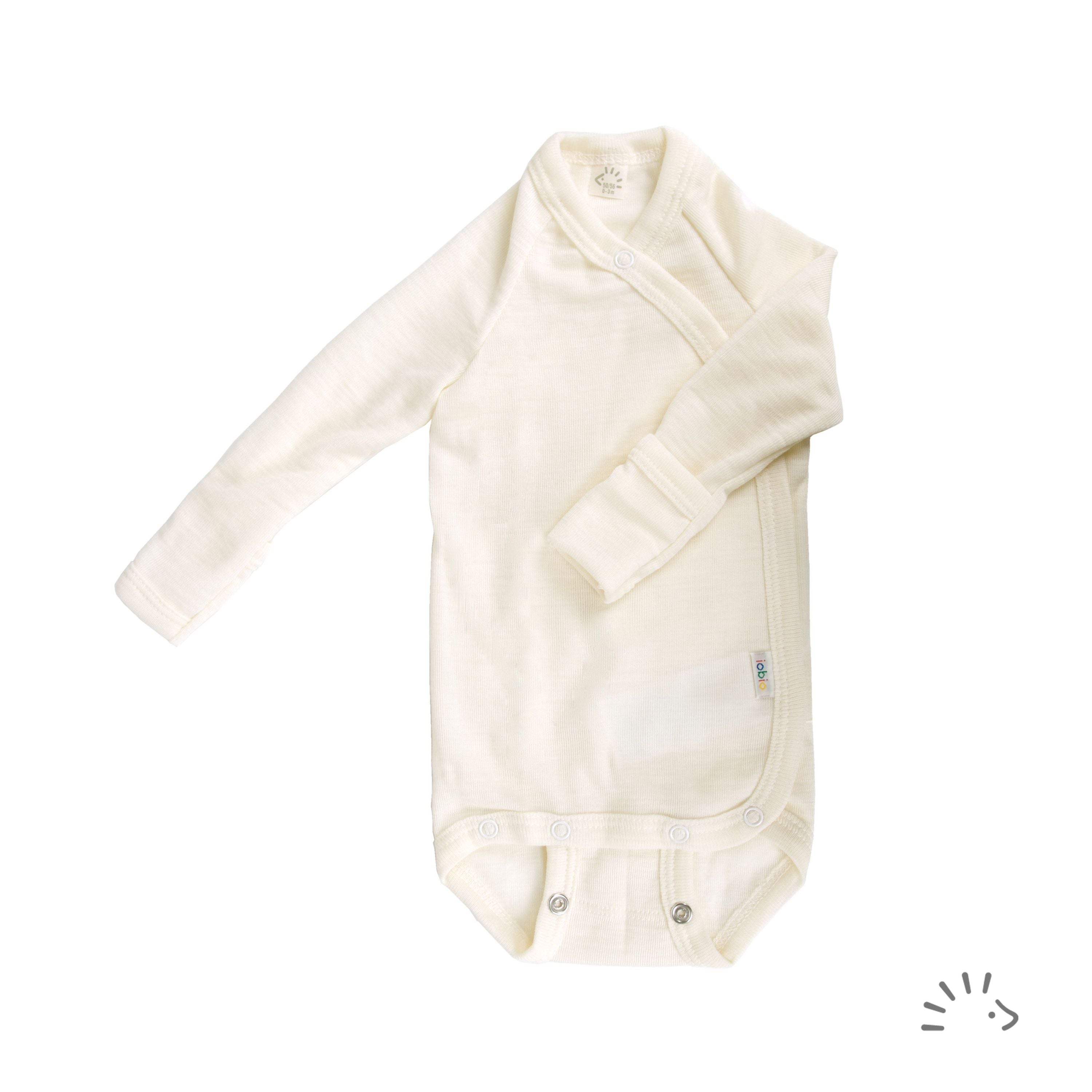 Popolini long-sleeved wrap bodysuit wool/silk