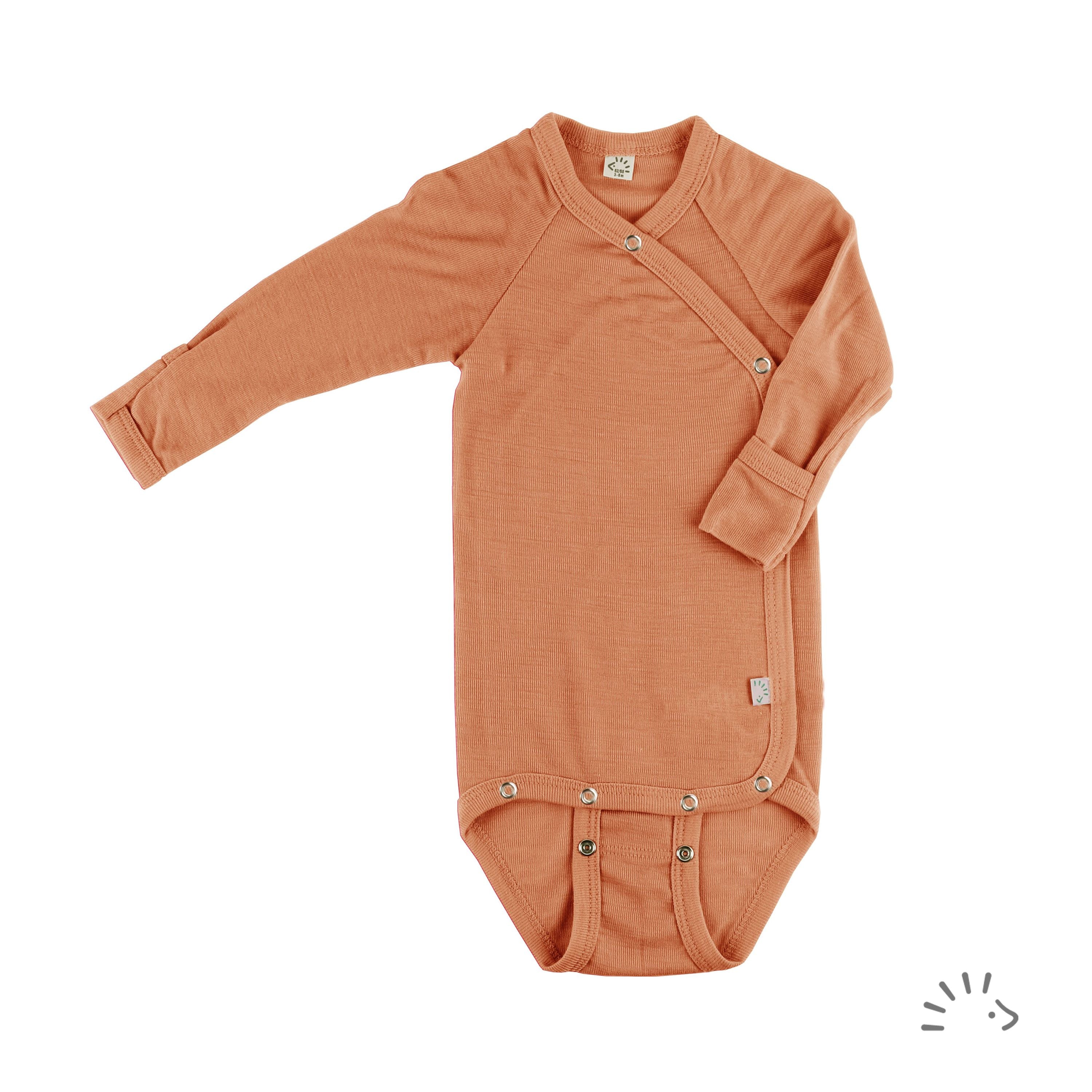 Popolini long-sleeved wrap bodysuit wool/silk