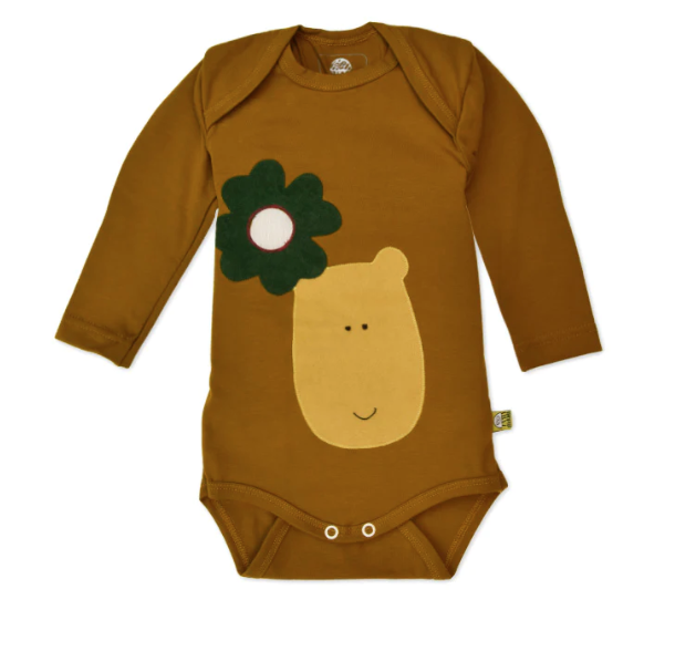 Sticklett Babybody langarm neutral braun