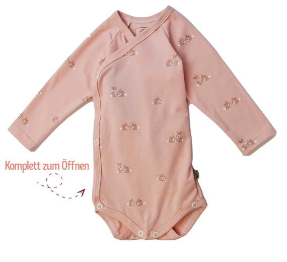 Sticklett Baby Wickelbody langarm mit Hasen
