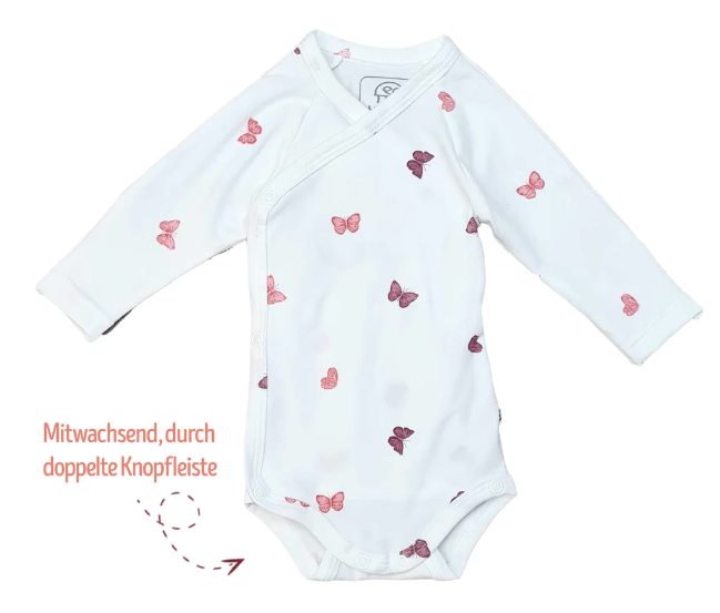 Sticklett Baby Wickelbody langarm Schmetterlinge