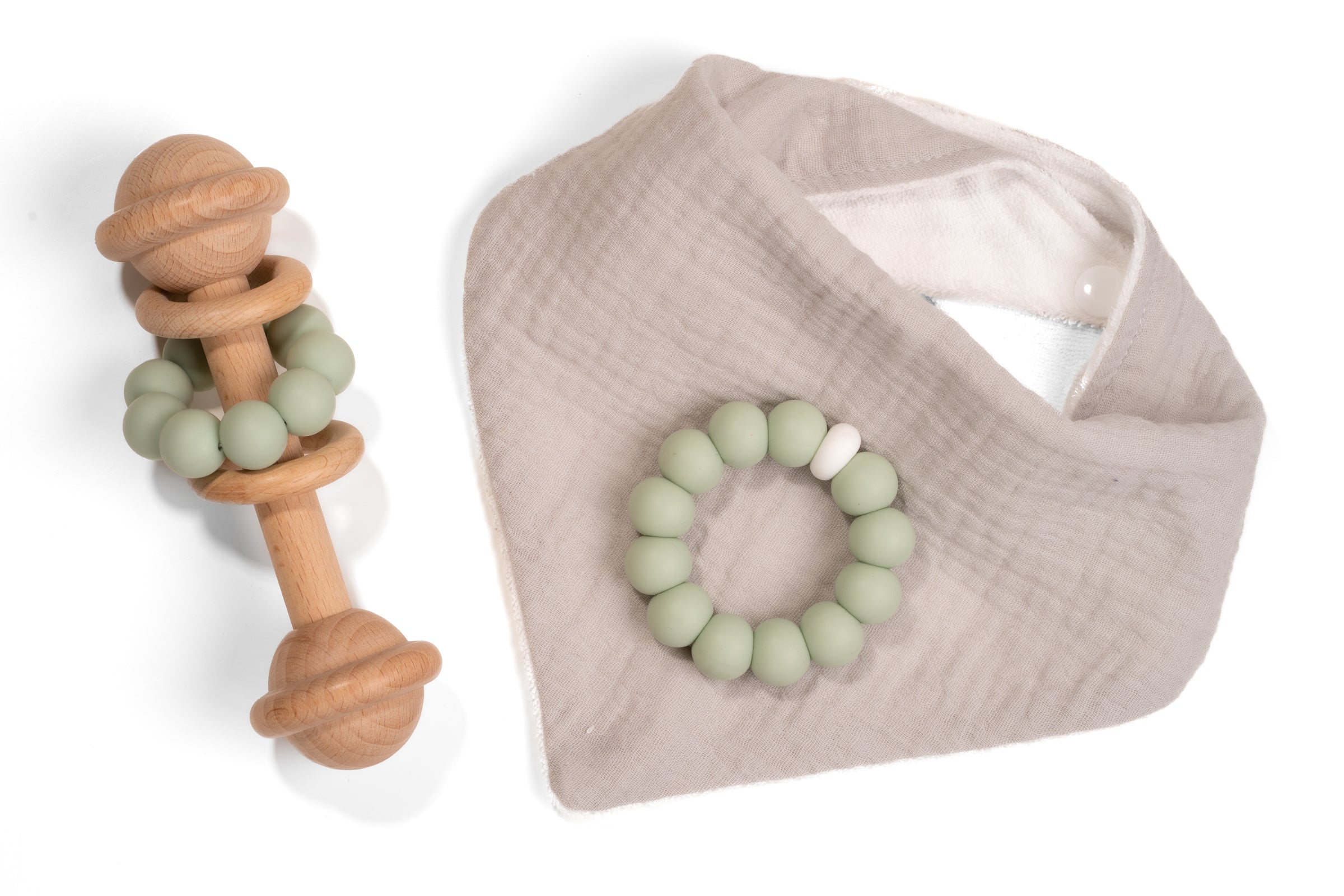 lenolana Baby Set Dreieckstuch, Rassel Beißring