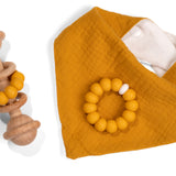lenolana baby set triangular cloth, rattle teething ring