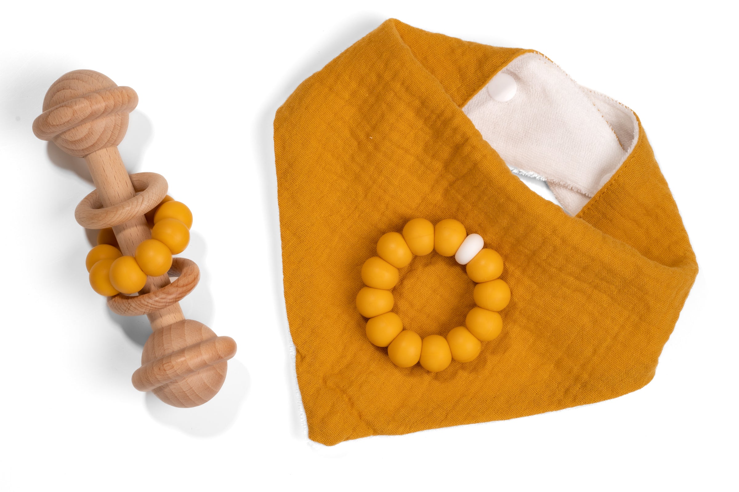 lenolana Baby Set Dreieckstuch, Rassel Beißring
